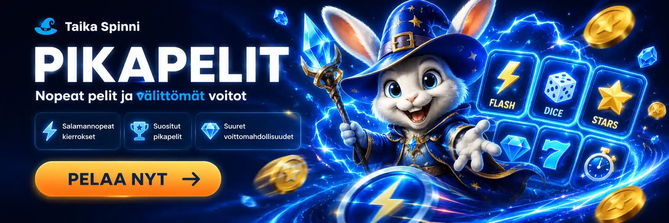 Nopeat pikapelit ja pupu taikasankari hahmo